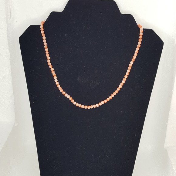 Peach Coral Single strand Necklace .925 - Picture 2 of 7